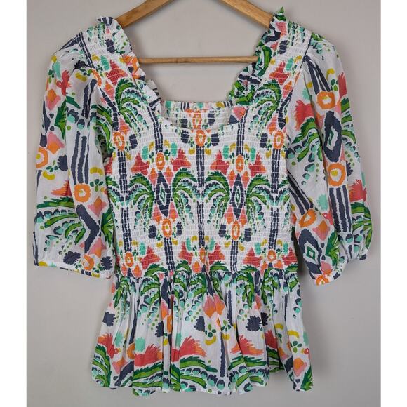 Emily McCarthy Havana Puff Sleeve Top Jungle Ikat S - Picture 5 of 8